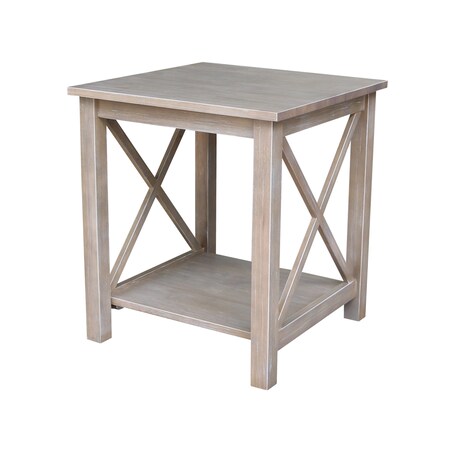 International Concepts Rectangle Hampton End Table, 22 W, 22 L, 25 in H, Wood, Washed Gray Taupe OT09-70E